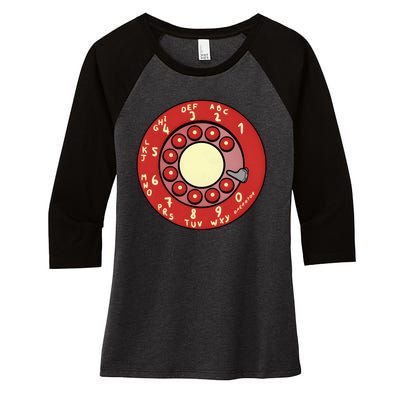 Vintage Rotary Dial Phone Women's Tri-Blend 3/4-Sleeve Raglan Shirt