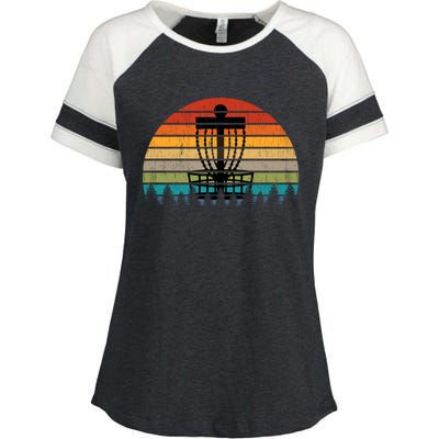 Vintage Retro Discgolf Retro Flying Disc Gift Enza Ladies Jersey Colorblock Tee