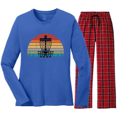 Vintage Retro Discgolf Retro Flying Disc Gift Women's Long Sleeve Flannel Pajama Set 