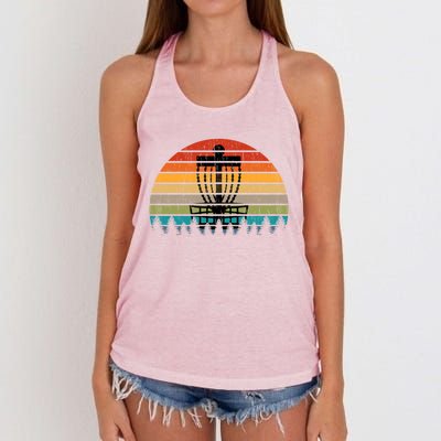 Vintage Retro Discgolf Retro Flying Disc Gift Women's Knotted Racerback Tank