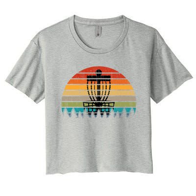 Vintage Retro Discgolf Retro Flying Disc Gift Women's Crop Top Tee