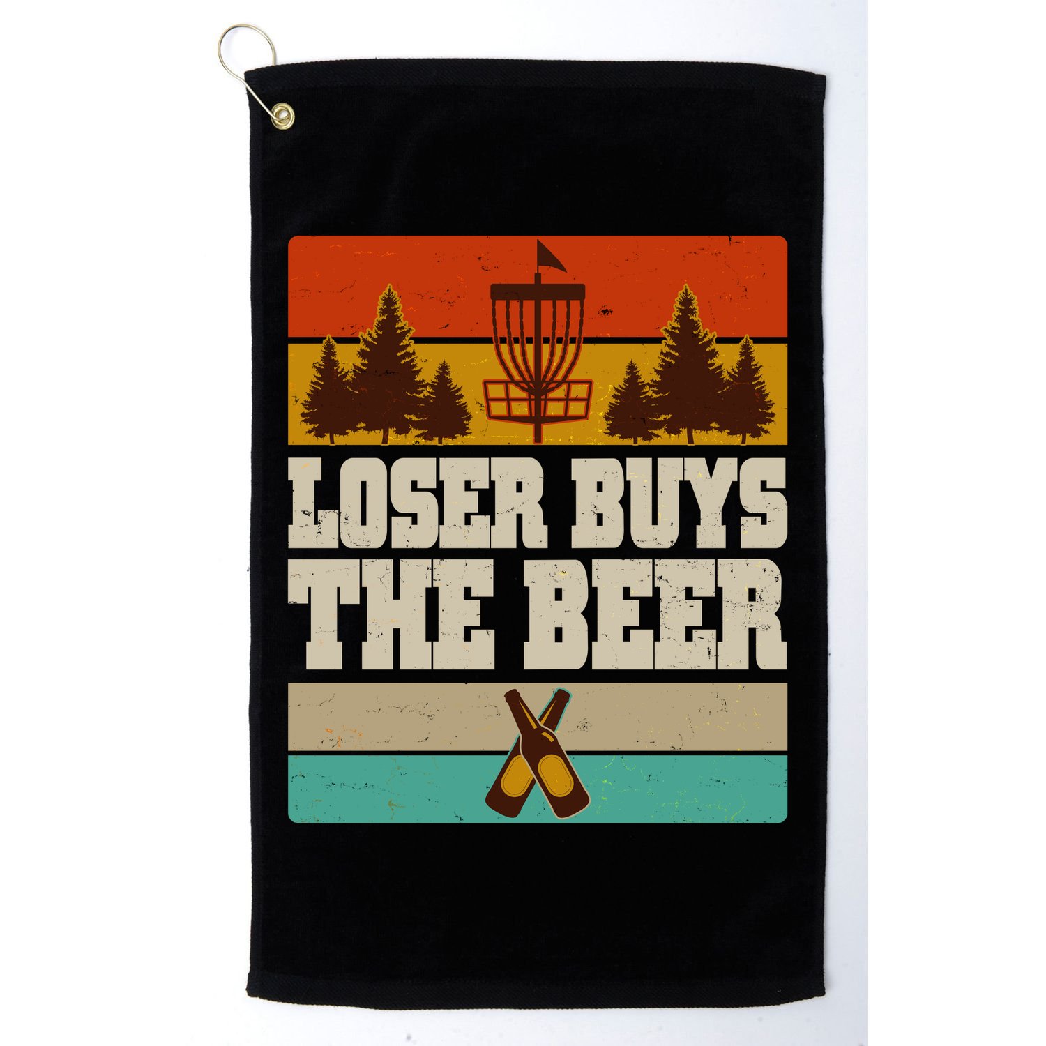Vintage Retro Disc Golf Loser Buys The Beer Golf Towel