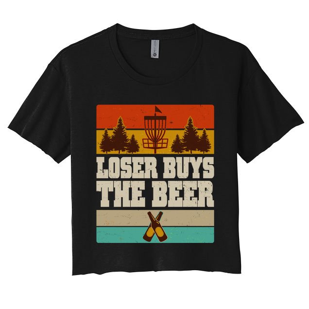 Vintage Retro Disc Golf Loser Buys The Beer Crop Top