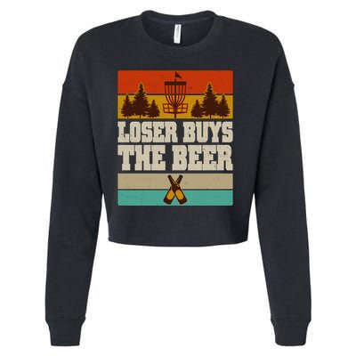 Vintage Retro Disc Golf Loser Buys The Beer Cropped Pullover Crew