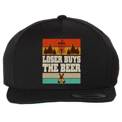 Vintage Retro Disc Golf Loser Buys The Beer Wool Snapback Cap