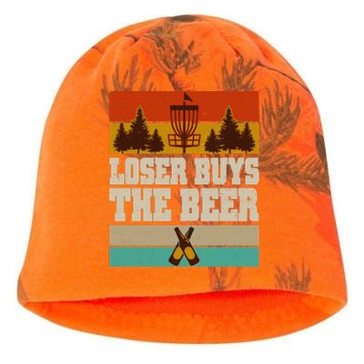 Vintage Retro Disc Golf Loser Buys The Beer Kati - Camo Knit Beanie