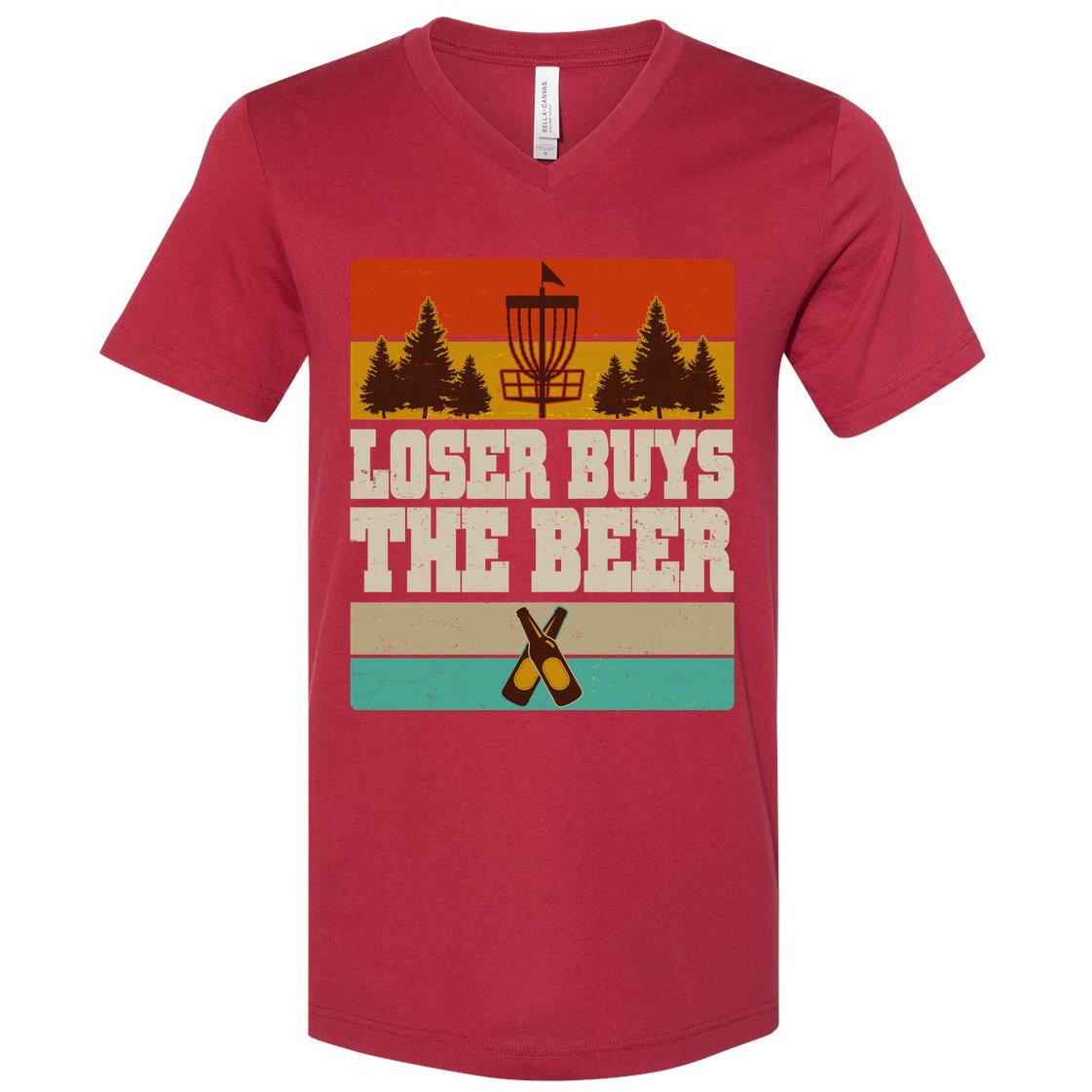 Vintage Retro Disc Golf Loser Buys The Beer V-Neck T-Shirt