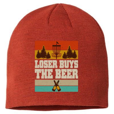 Vintage Retro Disc Golf Loser Buys The Beer Sustainable Beanie