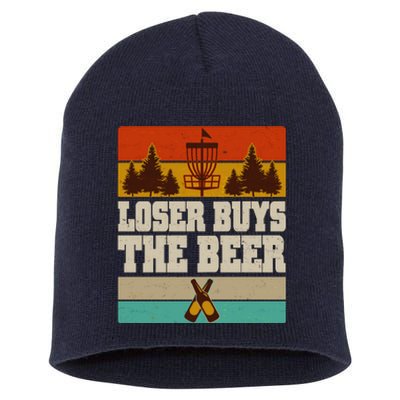 Vintage Retro Disc Golf Loser Buys The Beer Short Acrylic Beanie