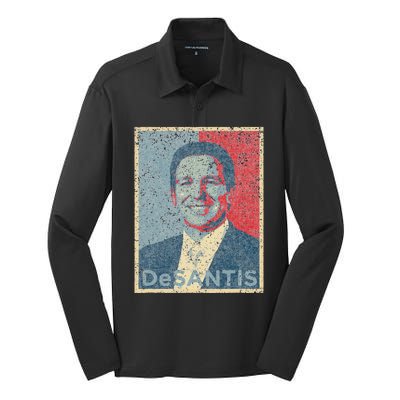 Vote Ron DeSantis For Republican President 2024 Hope Poster Silk Touch Performance Long Sleeve Polo