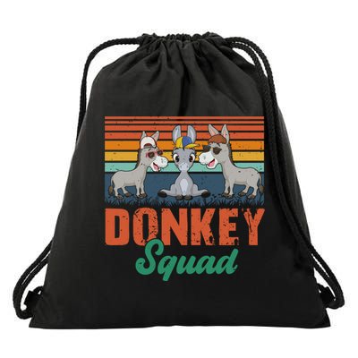 Vintage Retro Donkey Funny Squad Three Donkeys Sunglasses Gift Drawstring Bag