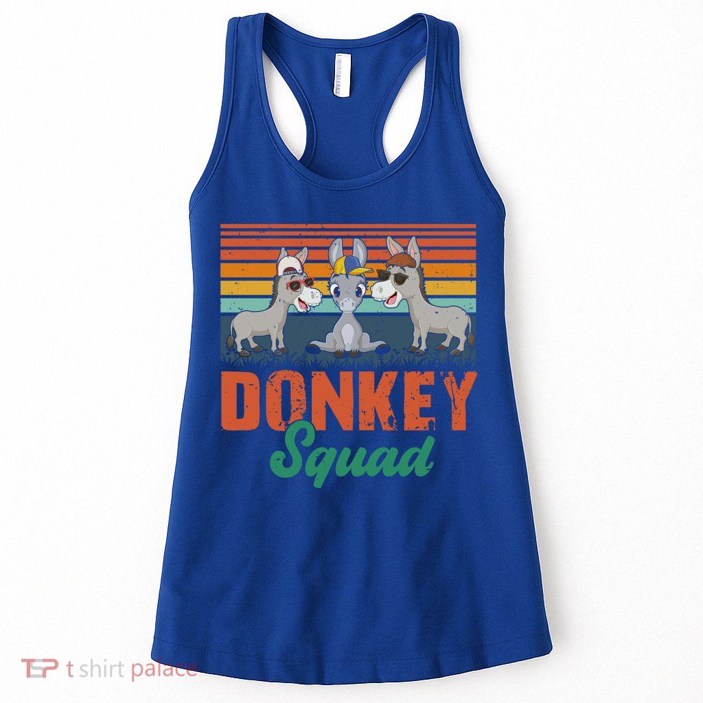 Vintage Retro Donkey Funny Squad Three Donkeys Sunglasses Gift Womens Tank Top