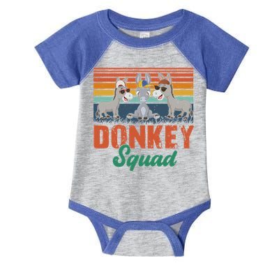 Vintage Retro Donkey Funny Squad Three Donkeys Sunglasses Gift Infant Baby Jersey Bodysuit
