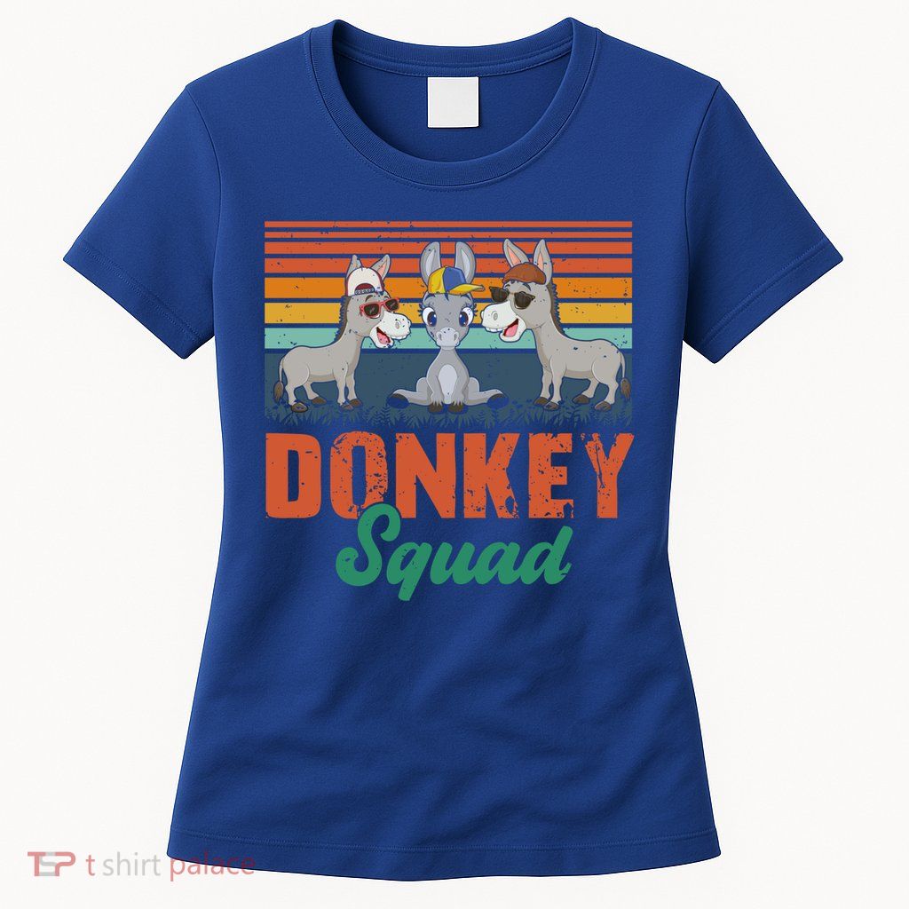 Vintage Retro Donkey Funny Squad Three Donkeys Sunglasses Gift Womens T-Shirt