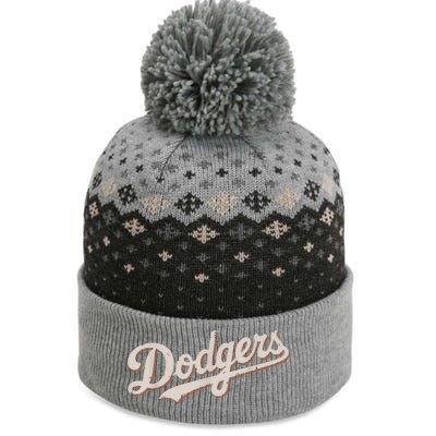 Vintage Retro Dodgers Style Classic The Baniff Cuffed Pom Beanie