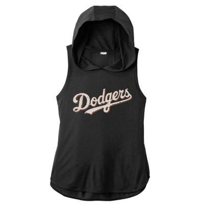 Vintage Retro Dodgers Style Classic Ladies PosiCharge Tri-Blend Wicking Draft Hoodie Tank