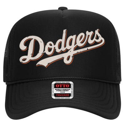 Vintage Retro Dodgers Style Classic High Crown Mesh Back Trucker Hat