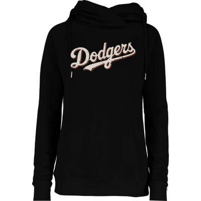 Vintage Retro Dodgers Style Classic Womens Funnel Neck Pullover Hood