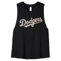 Vintage Retro Dodgers Style Classic Women's Racerback Cropped Tank