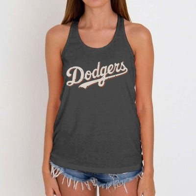 Vintage Retro Dodgers Style Classic Women's Knotted Racerback Tank