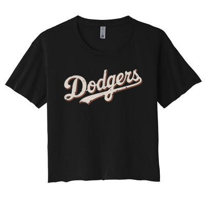 Vintage Retro Dodgers Style Classic Women's Crop Top Tee