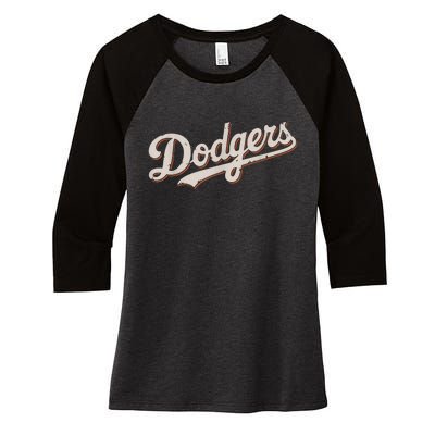 Vintage Retro Dodgers Style Classic Women's Tri-Blend 3/4-Sleeve Raglan Shirt