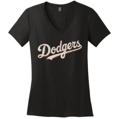 Vintage Retro Dodgers Style Classic Women's V-Neck T-Shirt