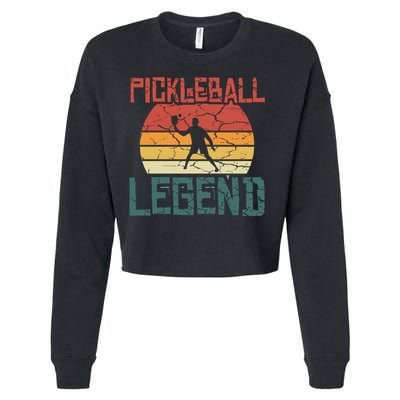 Vintage Retro Distressed Pickleball Legend Gift Cropped Pullover Crew