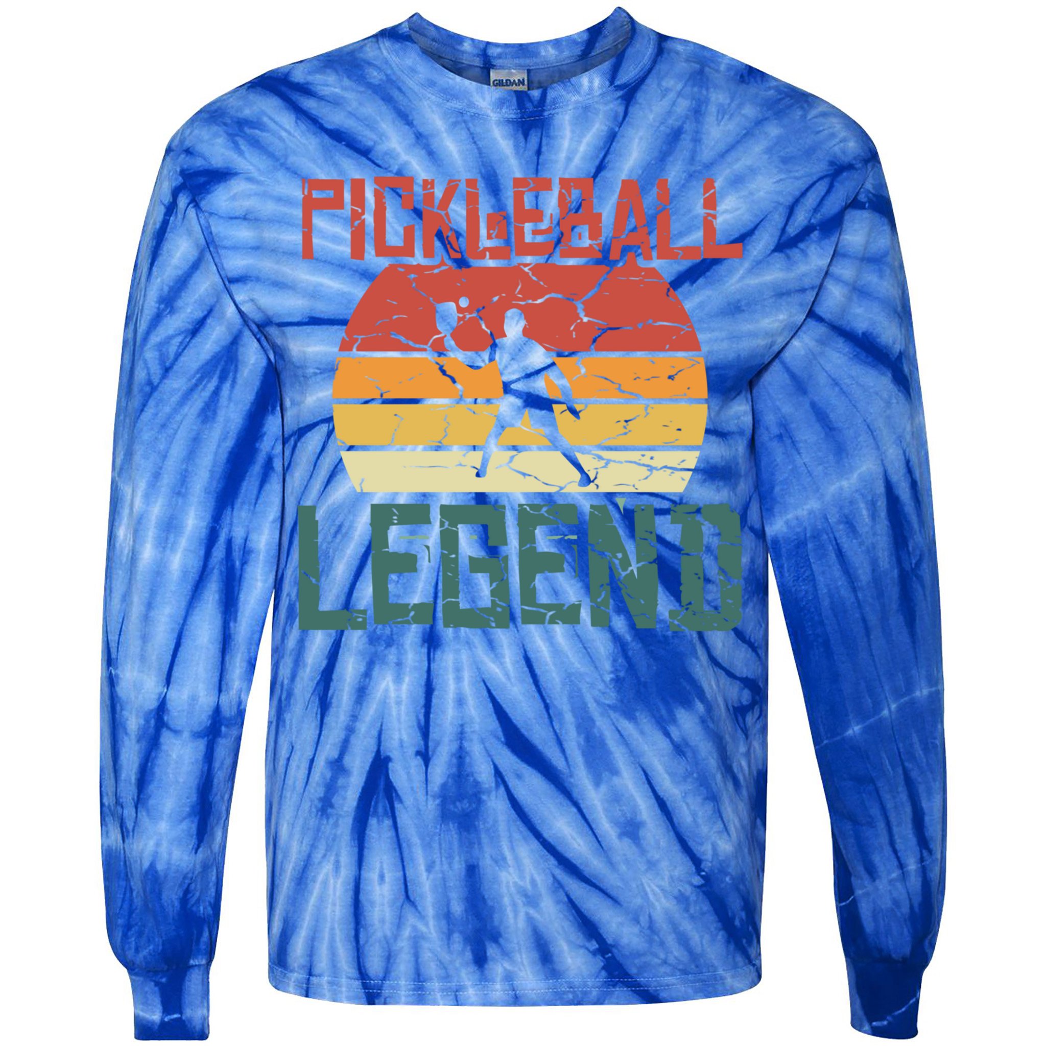 Vintage Retro Distressed Pickleball Legend Gift Tie-Dye Long Sleeve Shirt