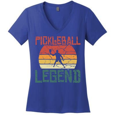 Vintage Retro Distressed Pickleball Legend Gift Women's V-Neck T-Shirt