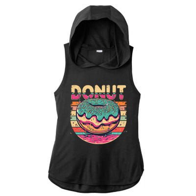 Vintage Retro DONUT Ladies PosiCharge Tri-Blend Wicking Draft Hoodie Tank