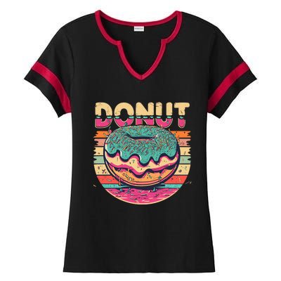 Vintage Retro DONUT Ladies Halftime Notch Neck Tee