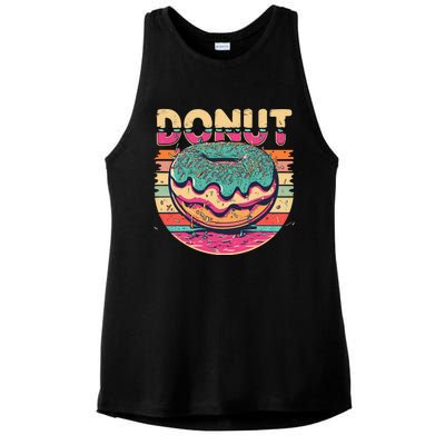 Vintage Retro DONUT Ladies PosiCharge Tri-Blend Wicking Tank