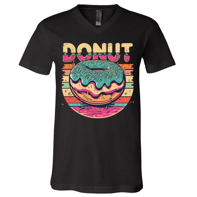 Vintage Retro DONUT V-Neck T-Shirt