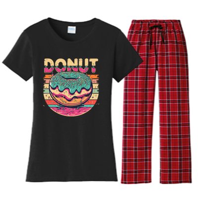 Vintage Retro DONUT Women's Flannel Pajama Set