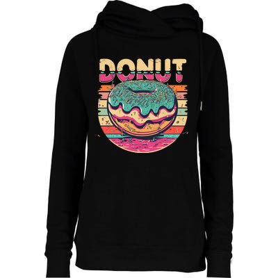 Vintage Retro DONUT Womens Funnel Neck Pullover Hood