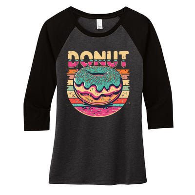 Vintage Retro DONUT Women's Tri-Blend 3/4-Sleeve Raglan Shirt