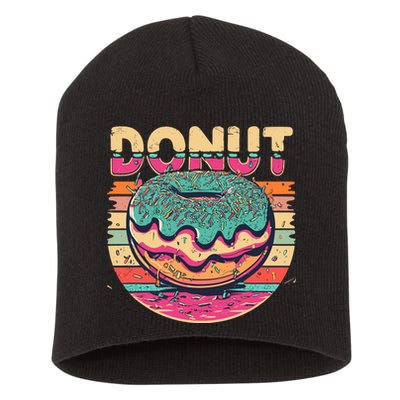 Vintage Retro DONUT Short Acrylic Beanie