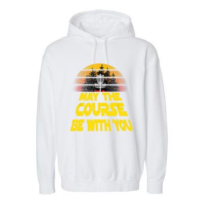 Vintage Retro Disc Golf May The Course Be With You Women Garment-Dyed Fleece Hoodie