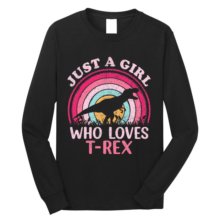 Vintage Retro Dinosaur Just A Girl Who Loves Long Sleeve Shirt