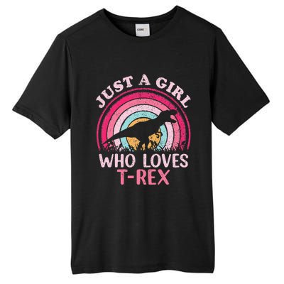 Vintage Retro Dinosaur Just A Girl Who Loves Tall Fusion ChromaSoft Performance T-Shirt