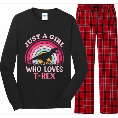 Vintage Retro Dinosaur Just A Girl Who Loves Long Sleeve Pajama Set