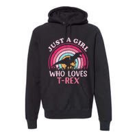 Vintage Retro Dinosaur Just A Girl Who Loves Premium Hoodie