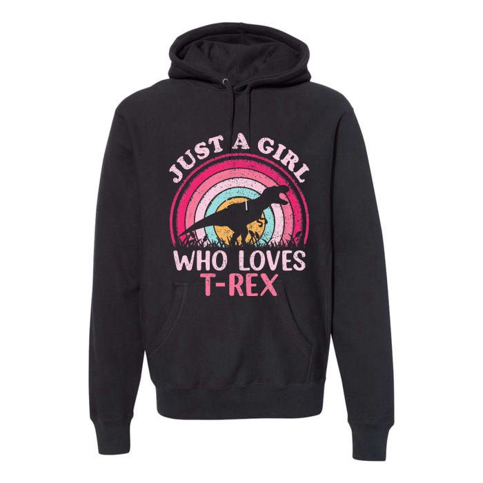 Vintage Retro Dinosaur Just A Girl Who Loves Premium Hoodie