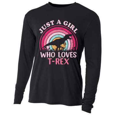 Vintage Retro Dinosaur Just A Girl Who Loves Cooling Performance Long Sleeve Crew