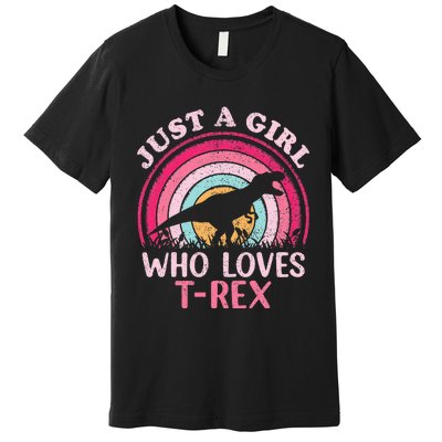 Vintage Retro Dinosaur Just A Girl Who Loves Premium T-Shirt