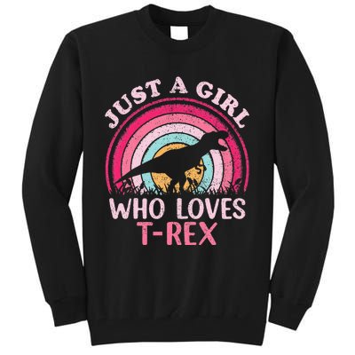 Vintage Retro Dinosaur Just A Girl Who Loves Tall Sweatshirt