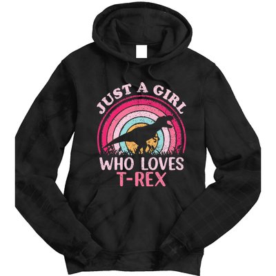 Vintage Retro Dinosaur Just A Girl Who Loves Tie Dye Hoodie