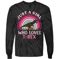 Vintage Retro Dinosaur Just A Girl Who Loves Tie-Dye Long Sleeve Shirt