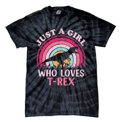 Vintage Retro Dinosaur Just A Girl Who Loves Tie-Dye T-Shirt